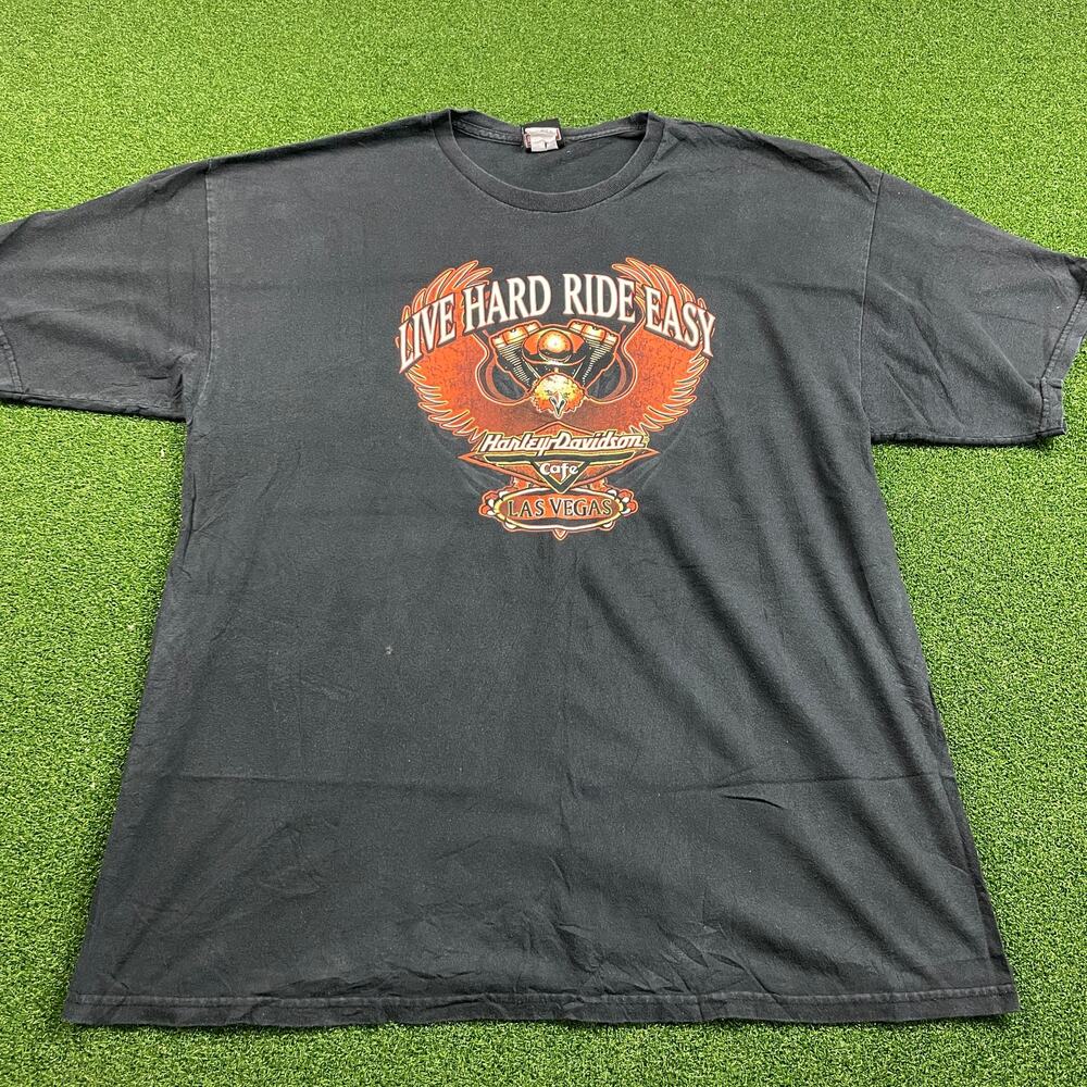 Vintage Harley Davidson Cafe Las Vegas Black Motorcycle T-Shirt Sz XL
